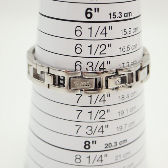 Guess Jaguar Racing Logo Silver Tone 18mm Rectangle Watch Bracelet w New Battery - Picture 5 of 15